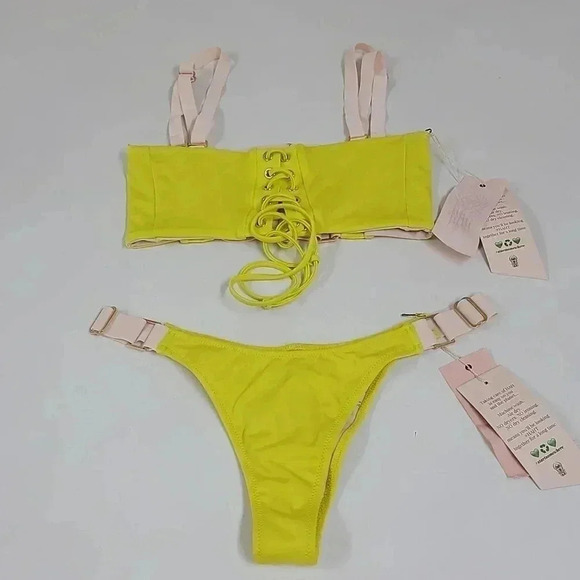 We are HAH bare Bones Neon yellow adjustable Bikini - Picture 2 of 10